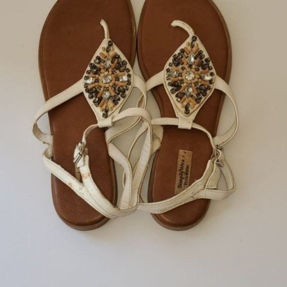 Simply Vera Wang Sandals Shoes White Flat Woman's WOMEN'S Size 10 - Picture 4 of 13